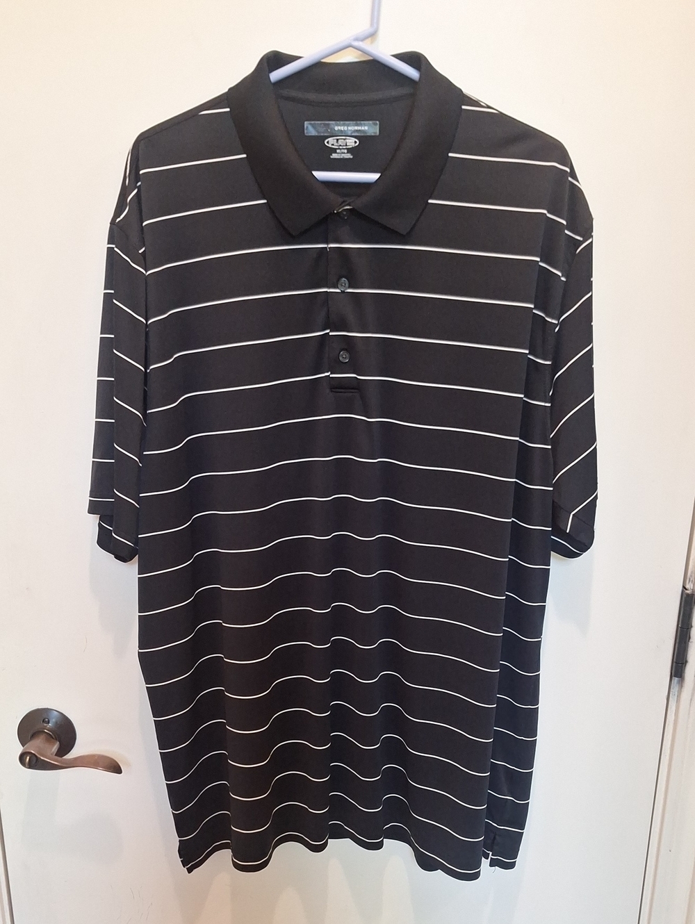 Greg Norman Collection Black Polo with White Stripes